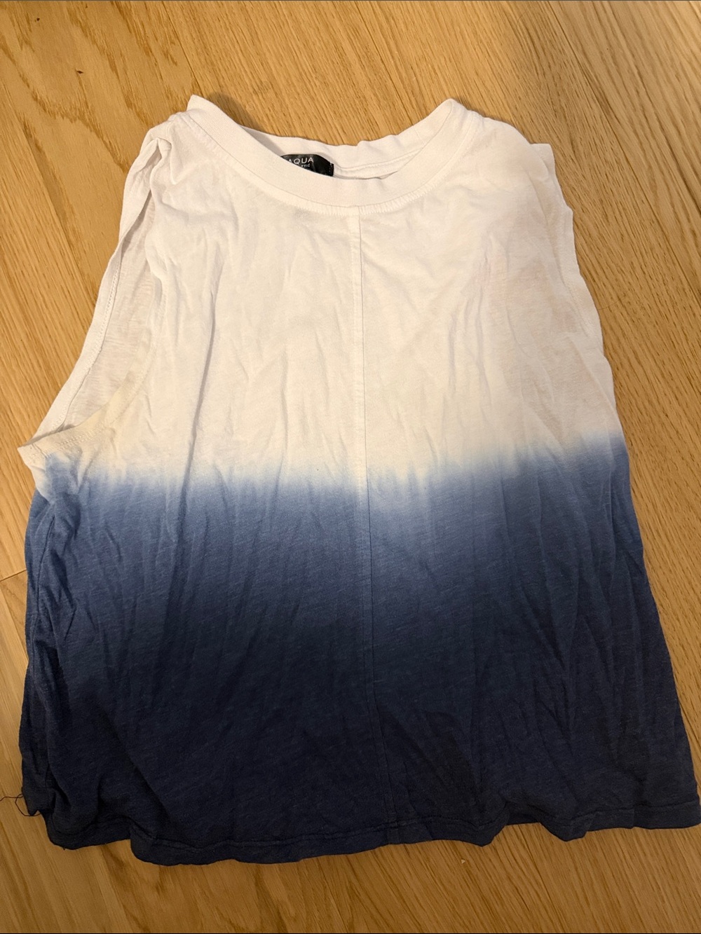 Aqua White to Navy Blue Ombre Tank Top